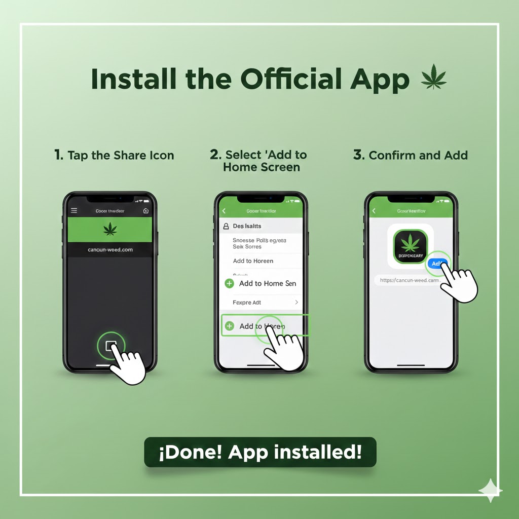 How to install Cancun Weed Dispensary App on your phone - cannabis delivery in Cancun Mexico